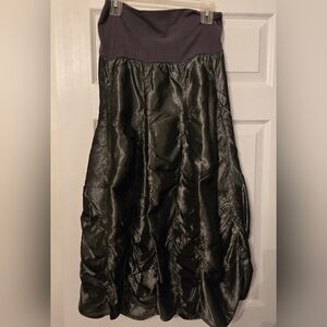 Vintage Magdalena California USA  Metallic Gray Ruched Skirt Knit Waistband Sz S